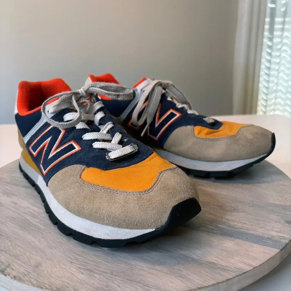 New Balance 574 Rugged ML574DWP Brown Navy Orange Men's Size 11.5 Sneakers
